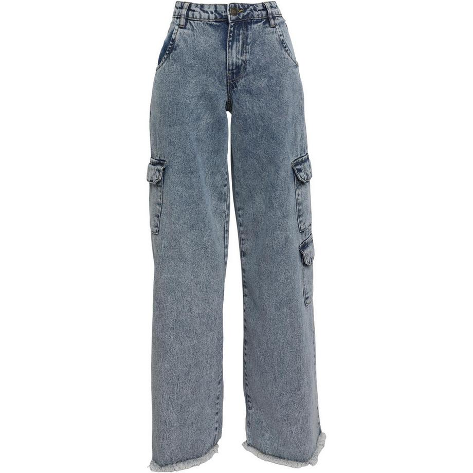 pantaloni cargo da in denim mid waist