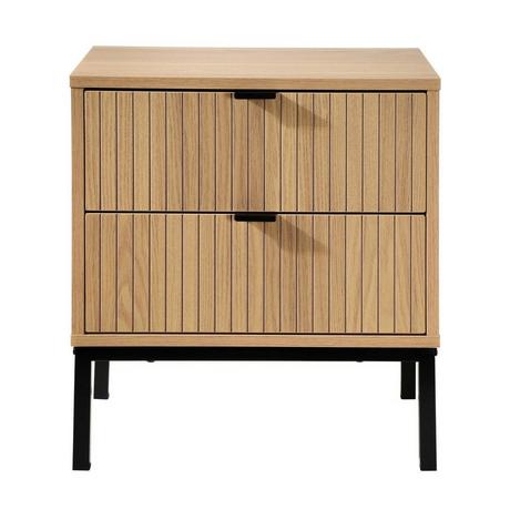 Calicosy Nachttisch 2 Schubladen Effekt Holz mit Rillen - H51cm  