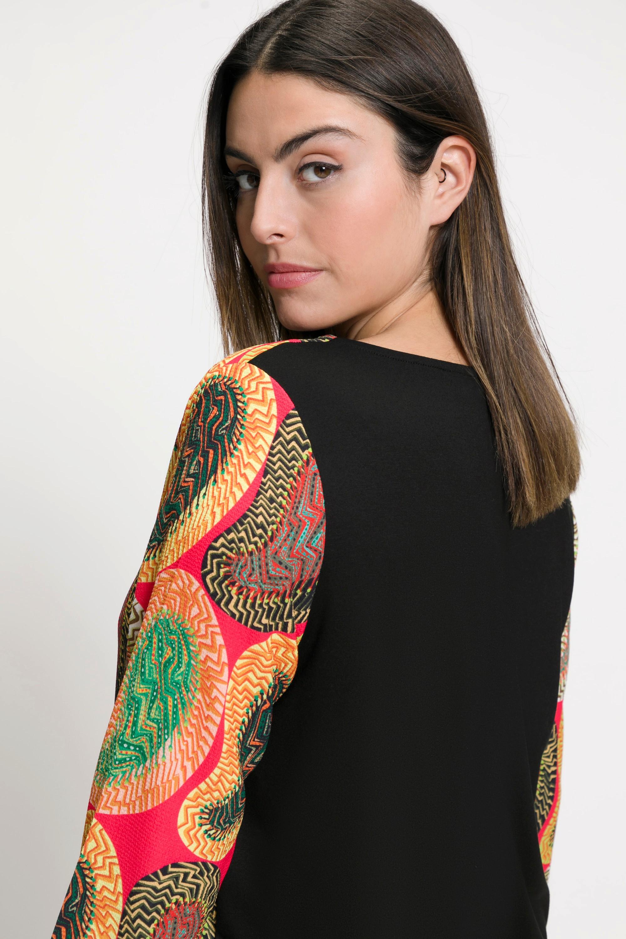 Ulla Popken  Blusa classica con Paisley, scollo a girocollo e maniche a 3/4 