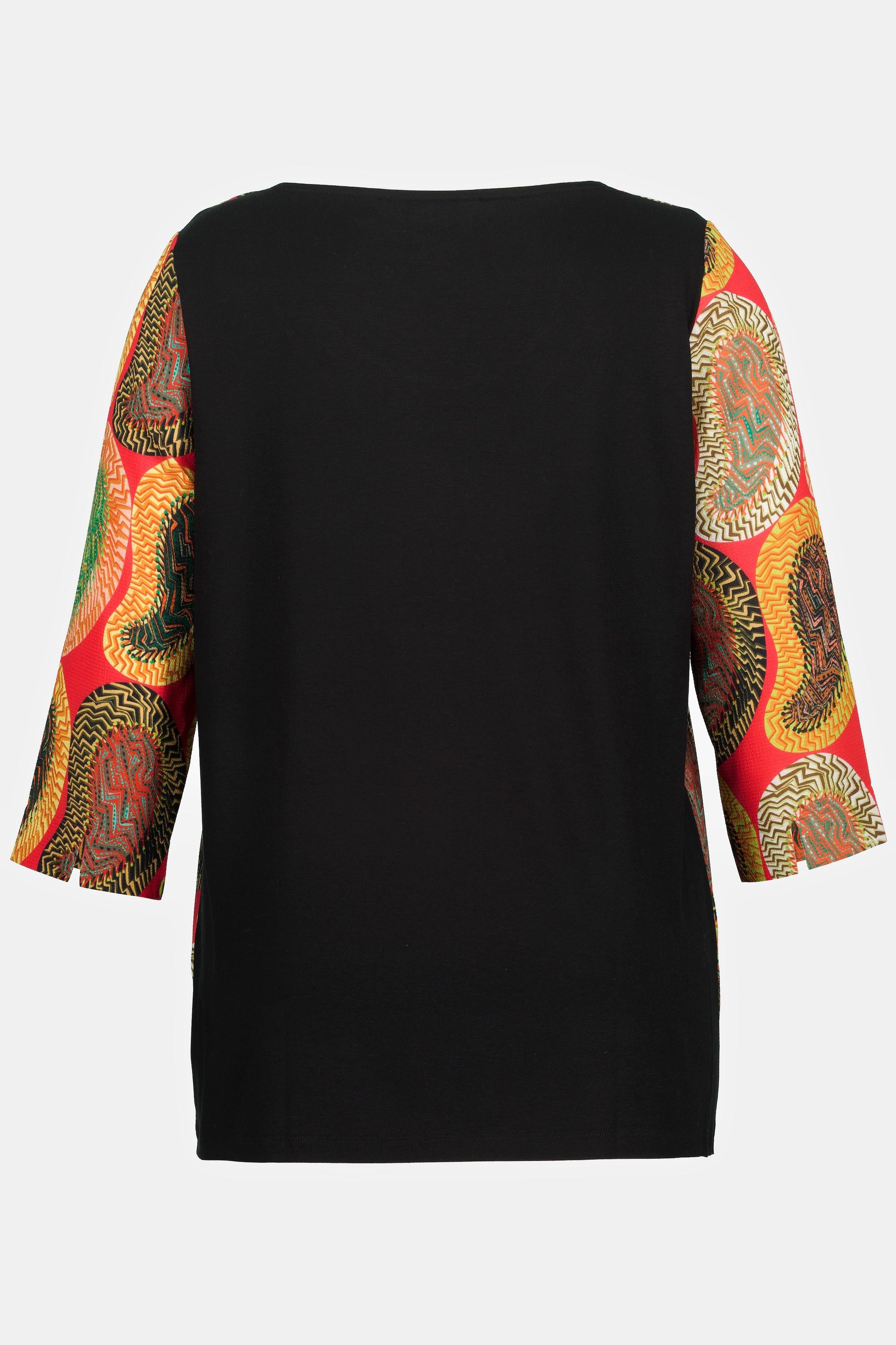 Ulla Popken  Blusa classica con Paisley, scollo a girocollo e maniche a 3/4 