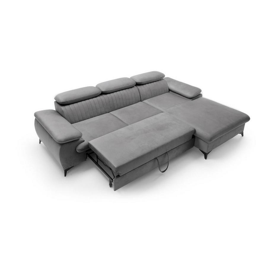 PASCAL MORABITO Ecksofa mit Schlaffunktion - Ecke rechts - Samt - Hellgrau - SAMARA von PASCAL MORABITO  