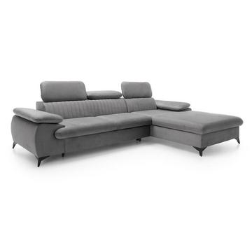 Divano letto in Velluto Grigio - Angolo a destra - SAMARA di Pascal Morabito