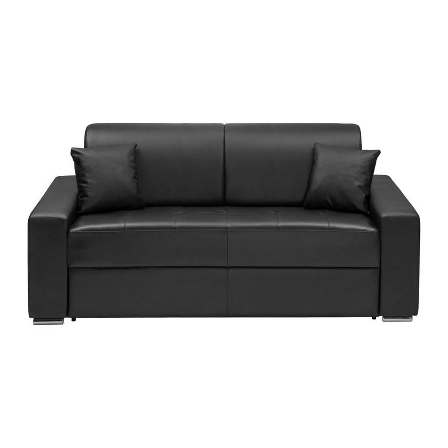 Vente-unique Canapé 3 places convertible express en simili EMIR - Noir - Couchage 140 cm - Matelas 18 cm  