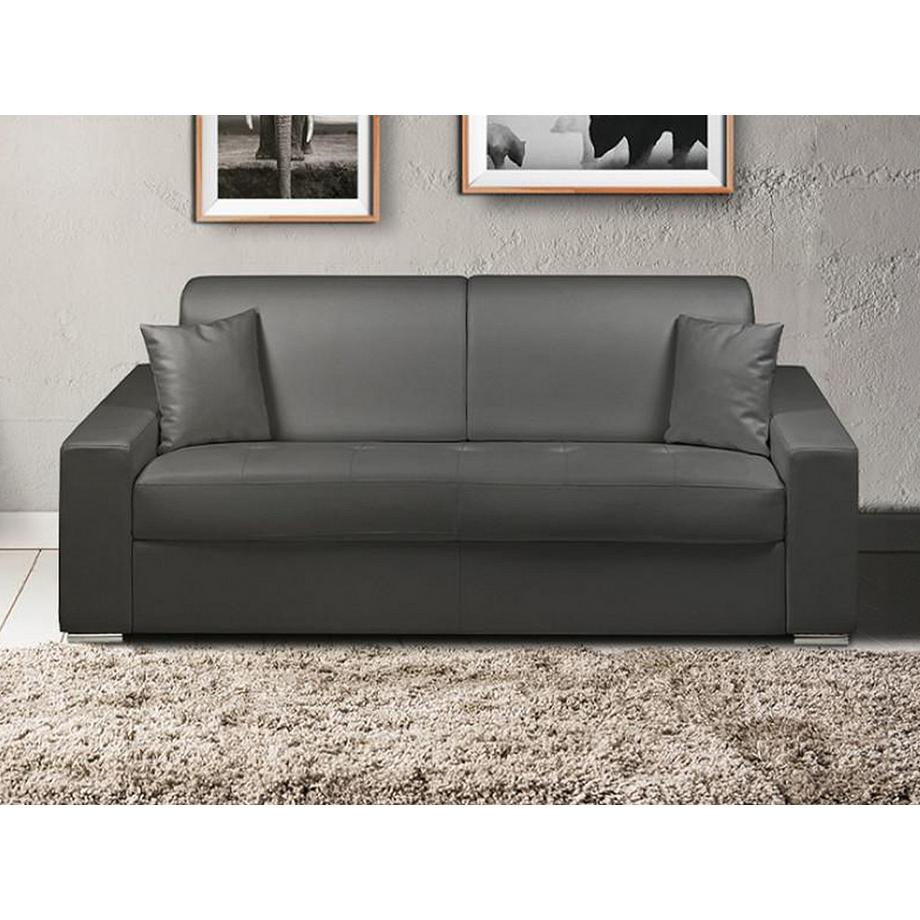 Vente-unique Canapé 3 places convertible express en simili EMIR - Noir - Couchage 140 cm - Matelas 18 cm  