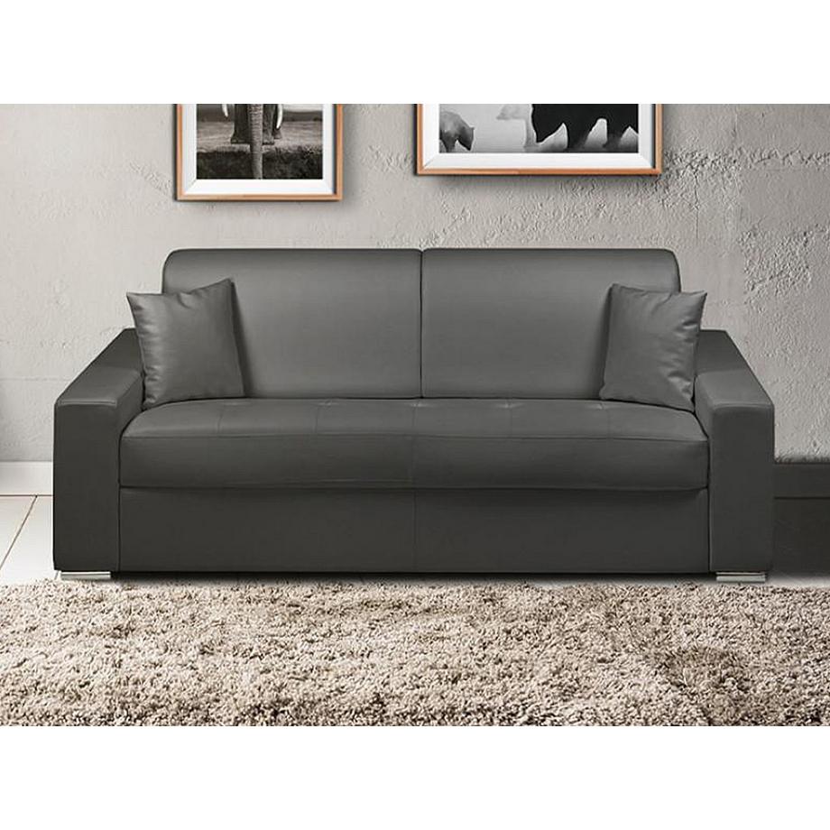 Vente-unique Canapé 3 places convertible express en simili EMIR - Noir - Couchage 140 cm - Matelas 18 cm  