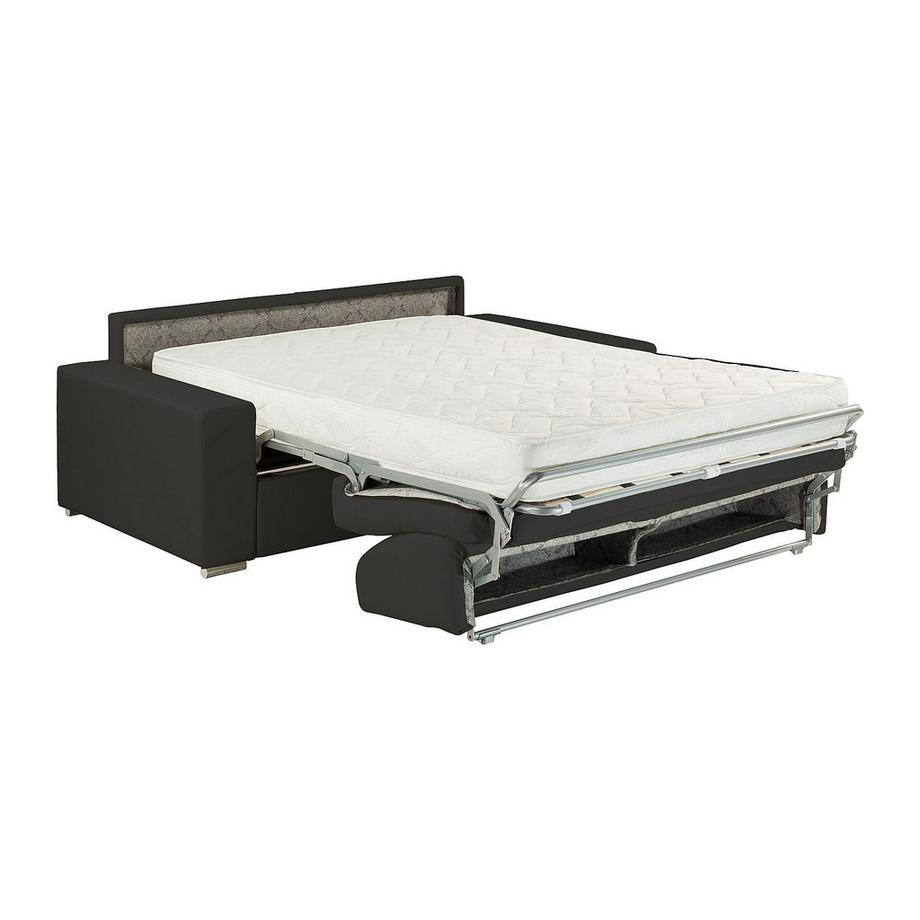 Vente-unique Canapé 3 places convertible express en simili EMIR - Noir - Couchage 140 cm - Matelas 18 cm  