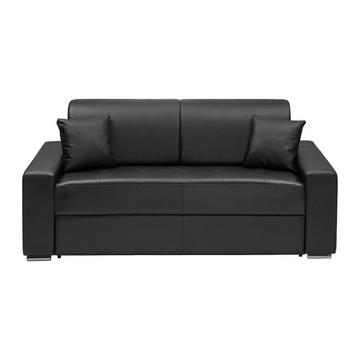 Schlafsofa 3-Sitzer - Liegefläche: 140 cm - Matratzenhöhe: 18 cm - Kunstleder - Schwarz - EMIR