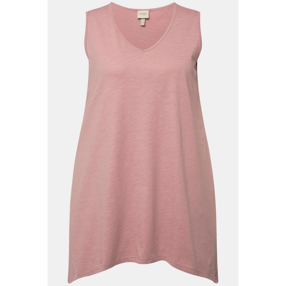 Ulla Popken Débardeur long Base en Pointe Silhouette A Décolleté V Coton Bio  