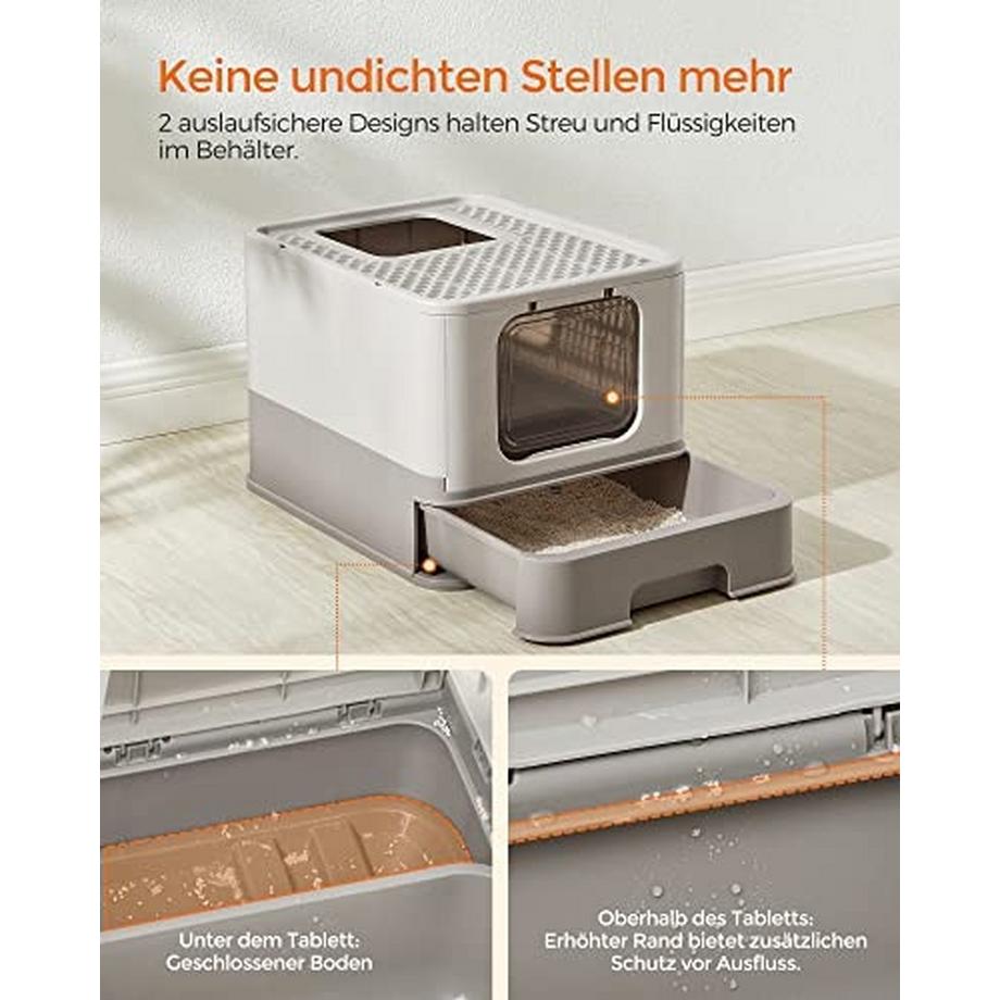 Pricenet  Lettiera per gatti facile da pulire con cassetto estraibile e parte superiore con griglia 