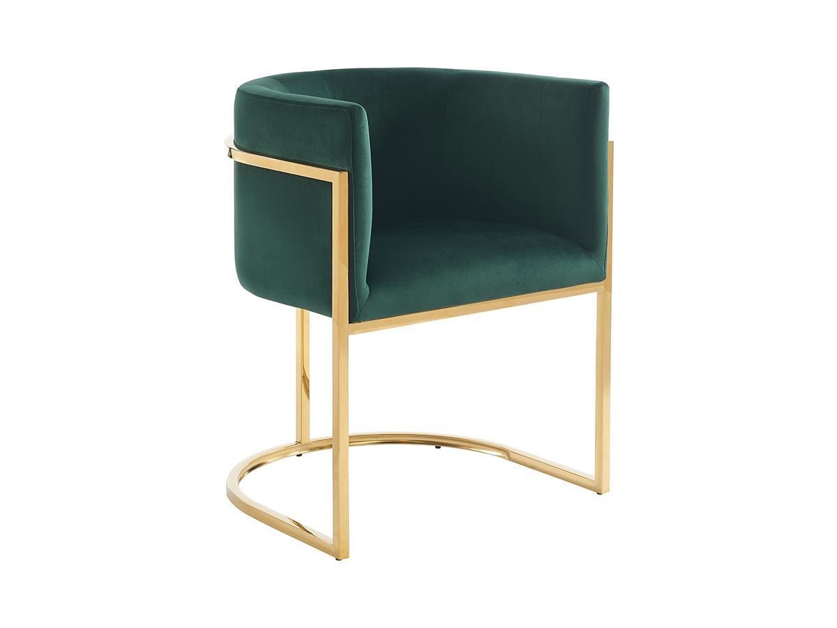 PASCAL MORABITO Lot de 2 chaises avec accoudoirs - Velours et acier inoxydable - Vert et doré - PERIA de Pascal MORABITO  