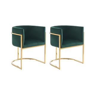 PASCAL MORABITO Lot de 2 chaises avec accoudoirs - Velours et acier inoxydable - Vert et doré - PERIA de Pascal MORABITO  