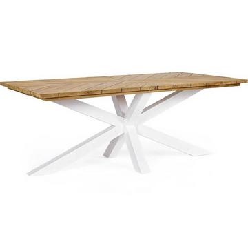 Table de jardin Palmdale teck blanc 200x100