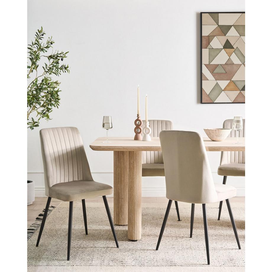 Beliani Lot de 4 chaises de salle à manger en Velours  KIRBY  