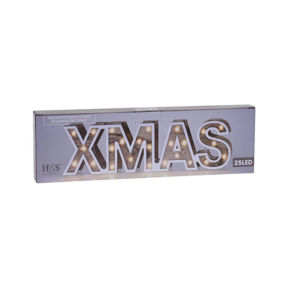 FS-STAR Lettres LED « xmas » en bois avec LED blanc chaud  