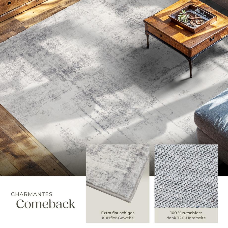 Tectake Vintage Designer Teppich Nadira verschiedene Größen abstraktes, verwaschenes Muster  