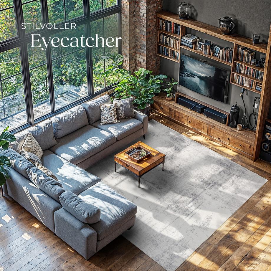 Tectake Vintage Designer Teppich Nadira verschiedene Größen abstraktes, verwaschenes Muster  