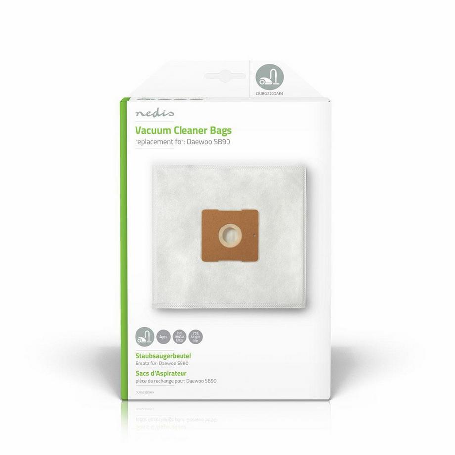 Nedis Staubsaugerbeutel | 4 Stk. | Synthetisch | Meist verkauft für: Daewoo SB90 | Weiß  
