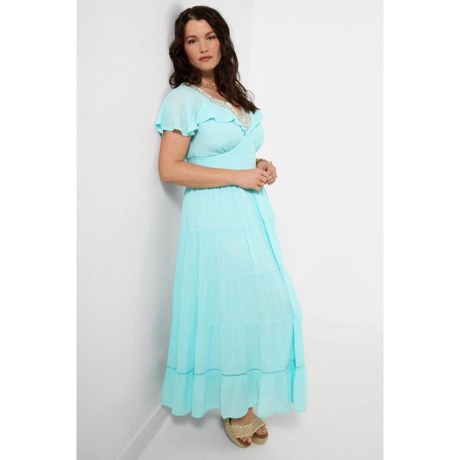 Joe Browns Abito Maxi Ricamato con Corpetto Smockato  