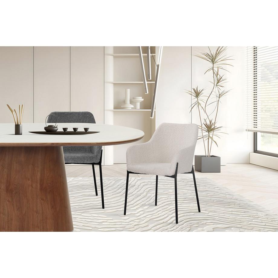 mutoni Chaise avec accoudoirs Savona grise (set de 2)  