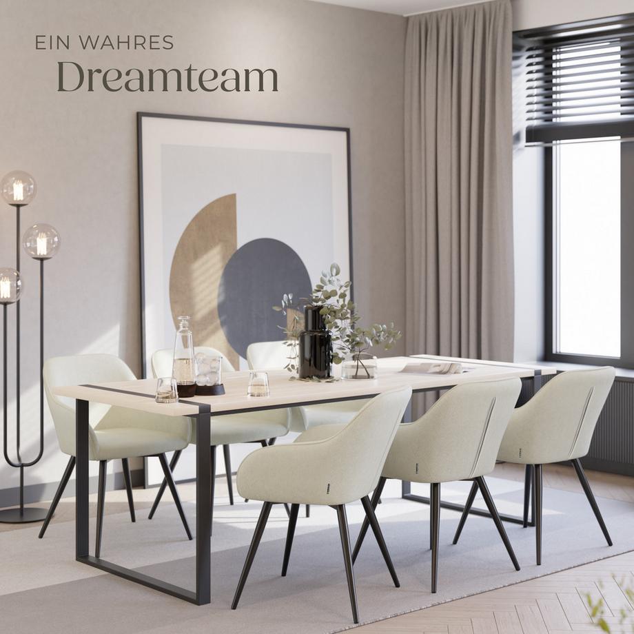 Tectake Chaise de salle à manger MARILYN rembourrée en velours côtelé  