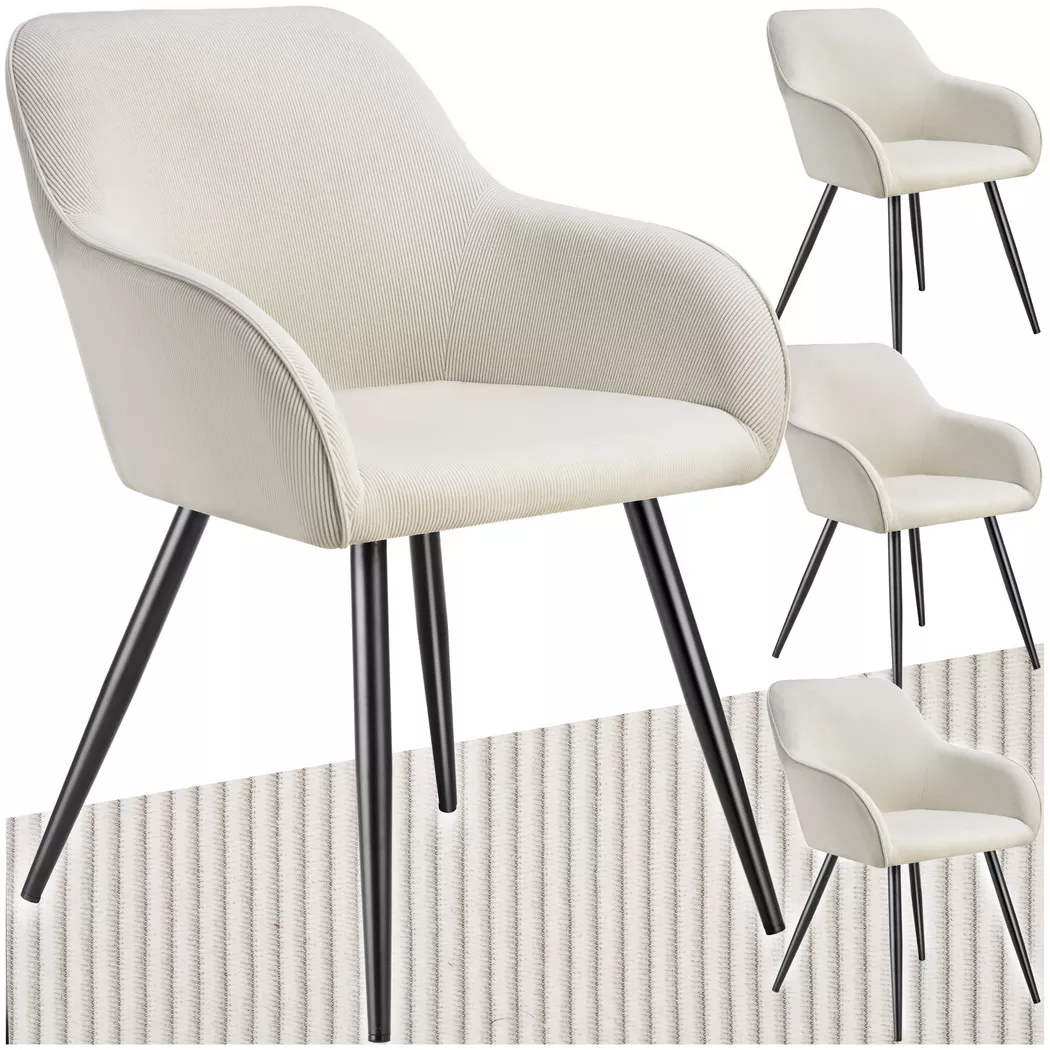 tectake® Esszimmerstuhl, gepolstert, in Cordoptik, robuste Stahlbeine, 58 x 62 x 82 cm