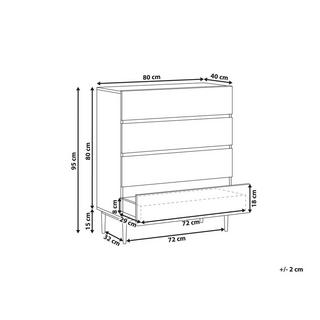 Beliani Cassettiera 4 cassetti en Fibra a media densità (MDF) Moderno BLYTHE  