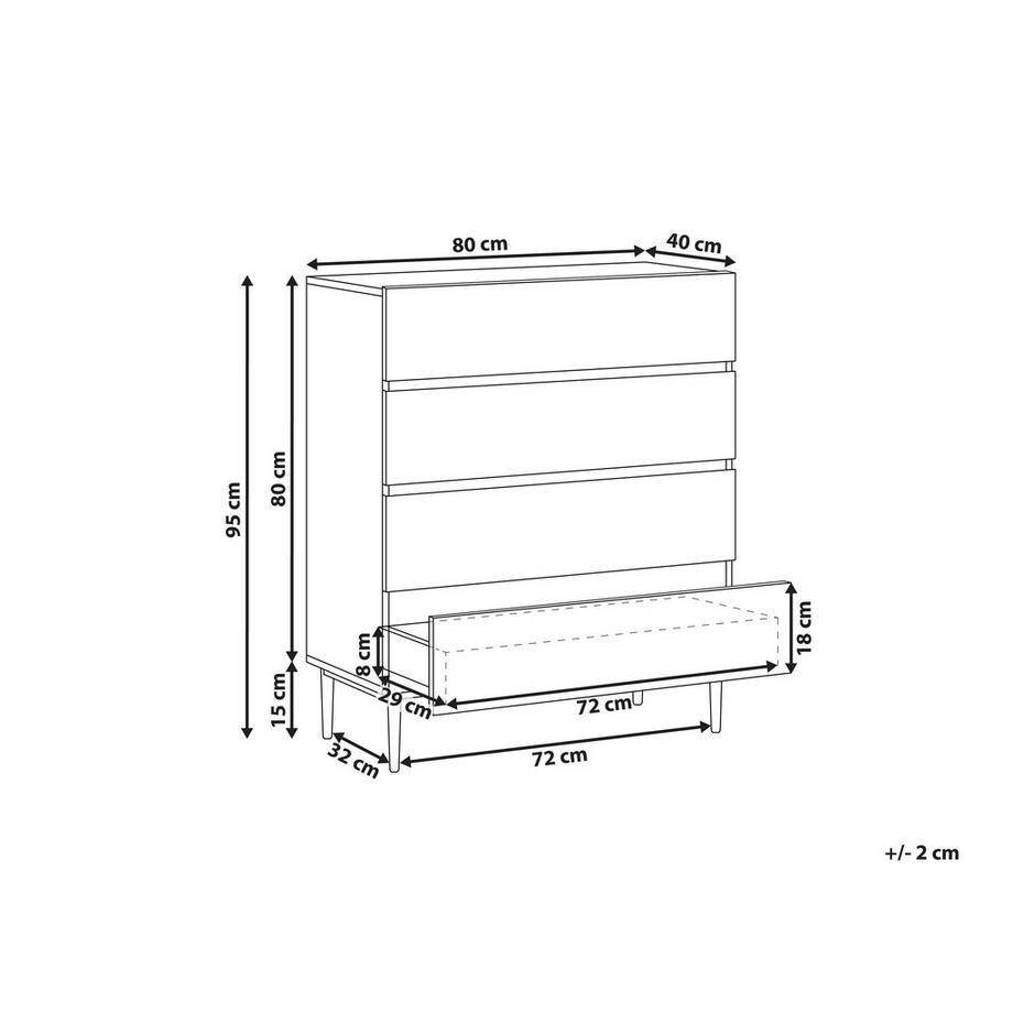 Beliani Cassettiera 4 cassetti en Fibra a media densità (MDF) Moderno BLYTHE  