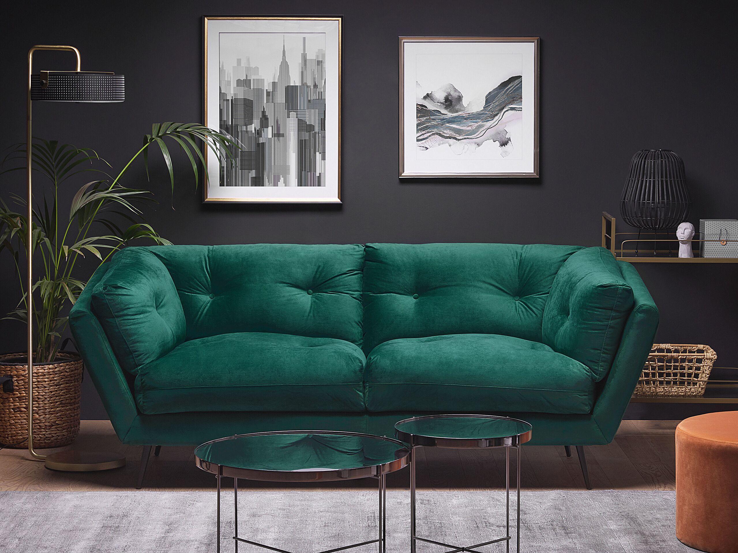 Beliani 3 Sitzer Sofa aus Samtstoff Retro LENVIK  