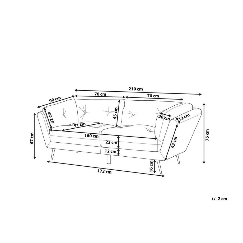 Beliani 3 Sitzer Sofa aus Samtstoff Retro LENVIK  