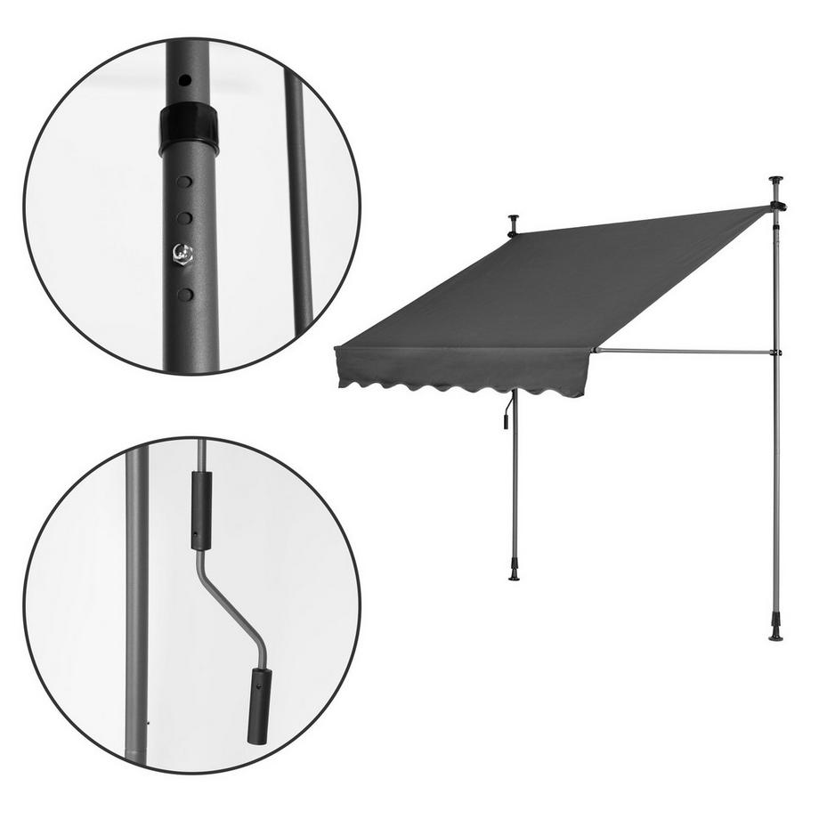 Northix Parasol de balcon étanche et réglable en hauteur avec manivelle  