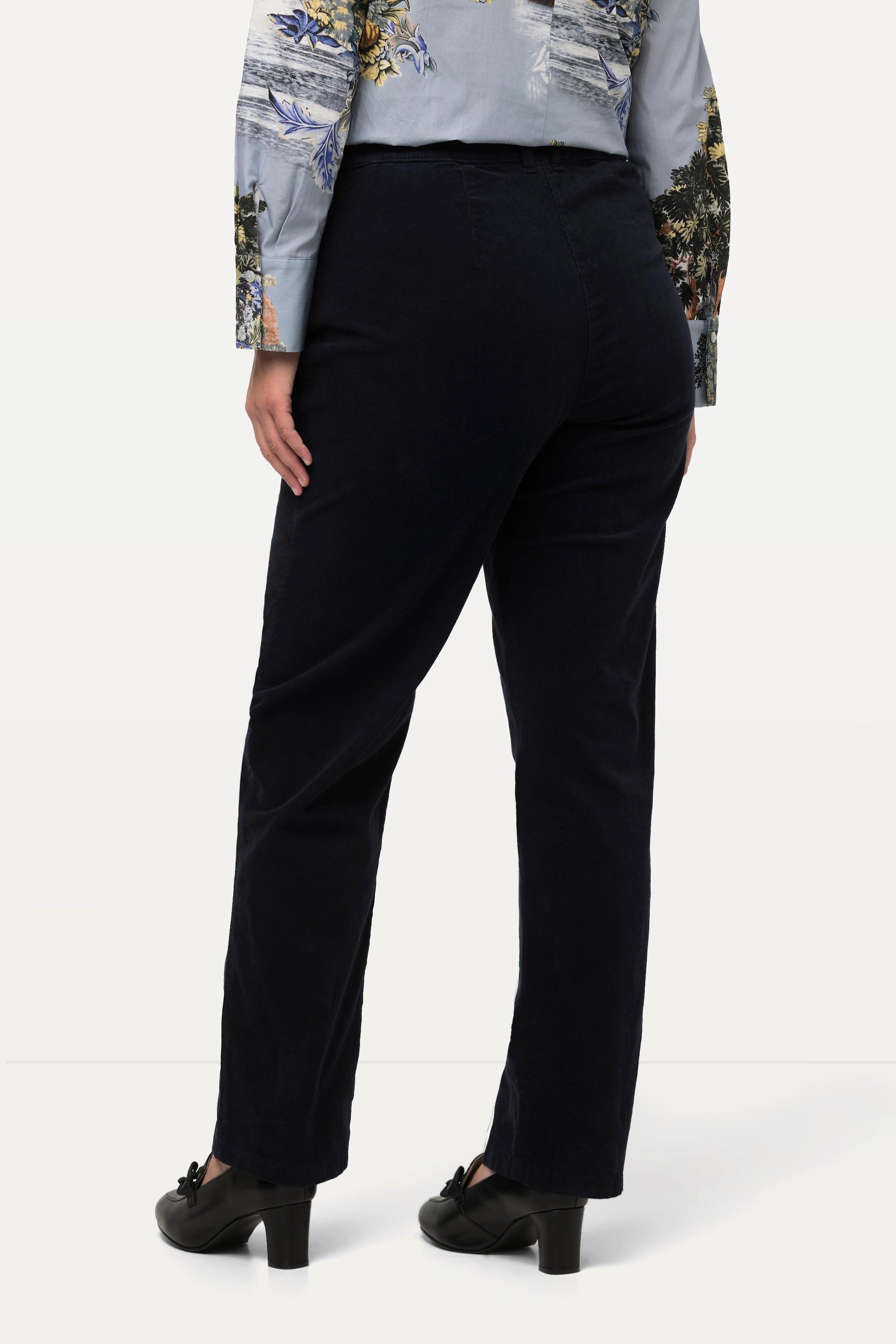 Ulla Popken  Pantalon en velours côtelé Mony, taille confortable, poches zippées 