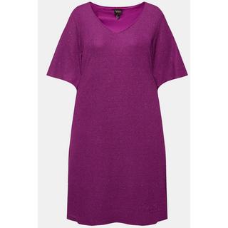 Ulla Popken Abito Midi A-Line Glitter Scollo a V Maniche 3/4  