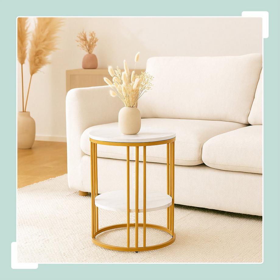 Northix Tavolino rotondo effetto marmo  