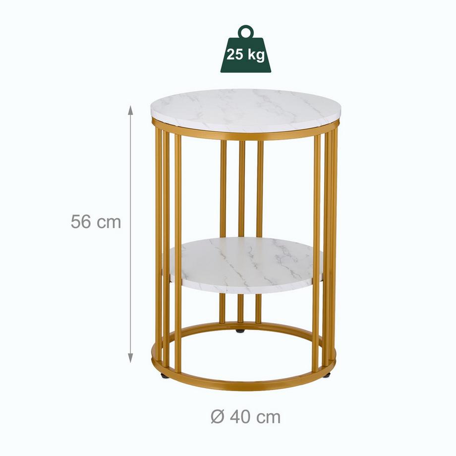 Northix Tavolino rotondo effetto marmo  