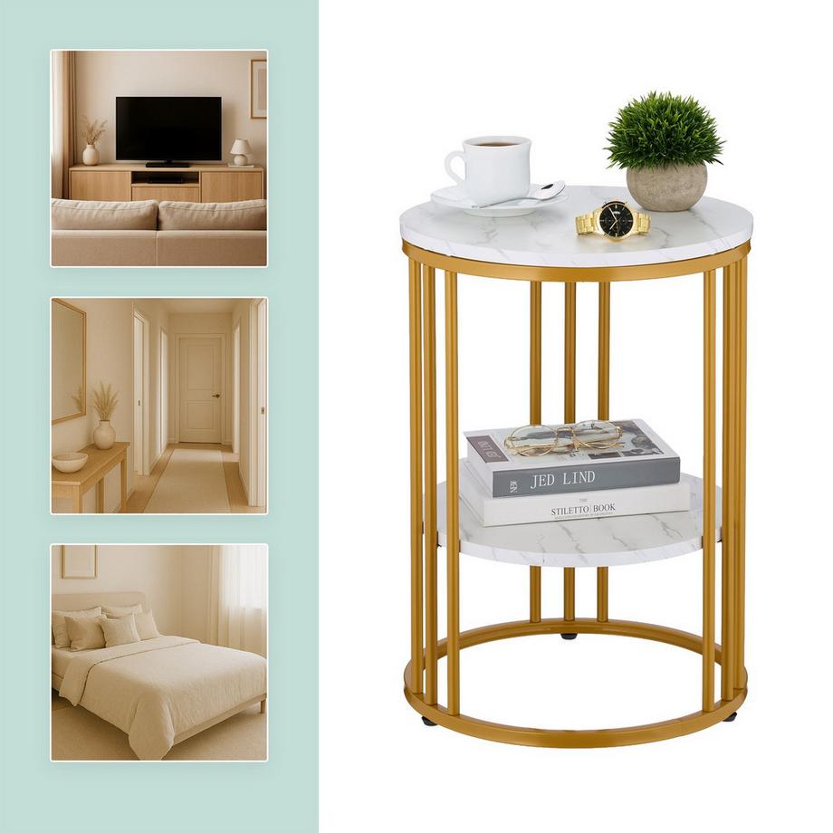 Northix Tavolino rotondo effetto marmo  