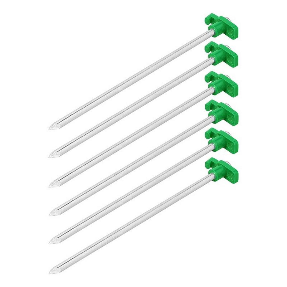 Pricenet  Zelthering 25cm aus Metall mit Kunststoffhaken, im Dunkeln leuchtend, 6 Stück im Polybeutel 