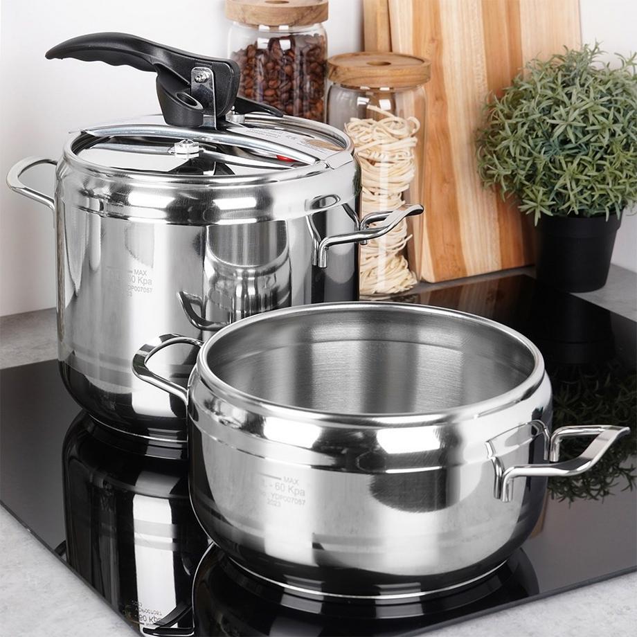Orion  Lot de 2 autocuiseurs : 4 & 7L, inox, soupapes de sécurité 