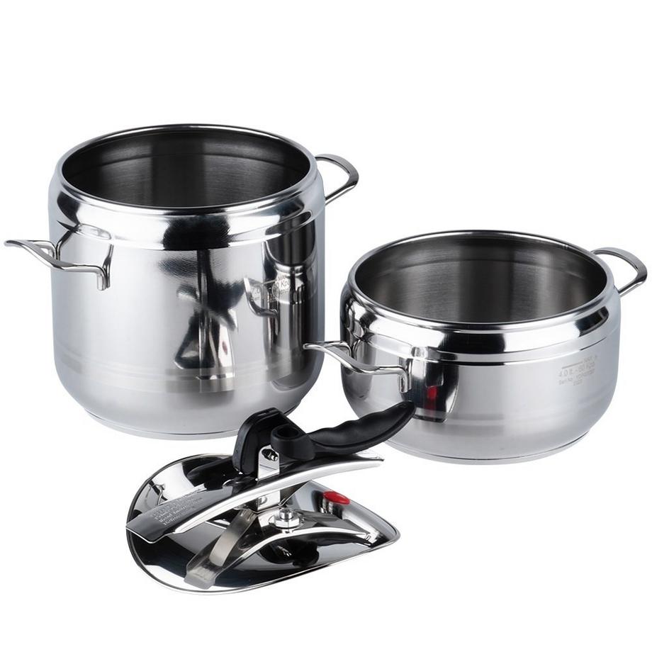 Orion  Lot de 2 autocuiseurs : 4 & 7L, inox, soupapes de sécurité 