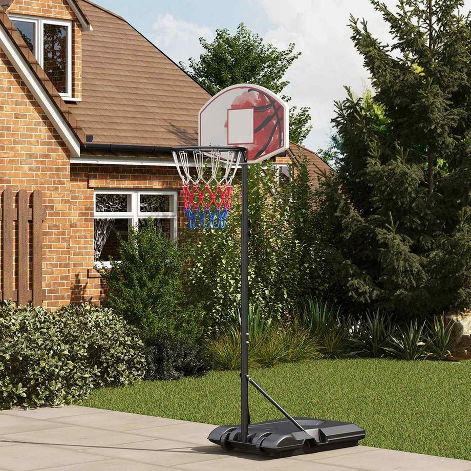 Northio Canestro da basket con supporto, supporto da basket regolabile in altezza 179-209 cm con ruote, supporto per sistema basket, esterno, acciaio, multicolore  