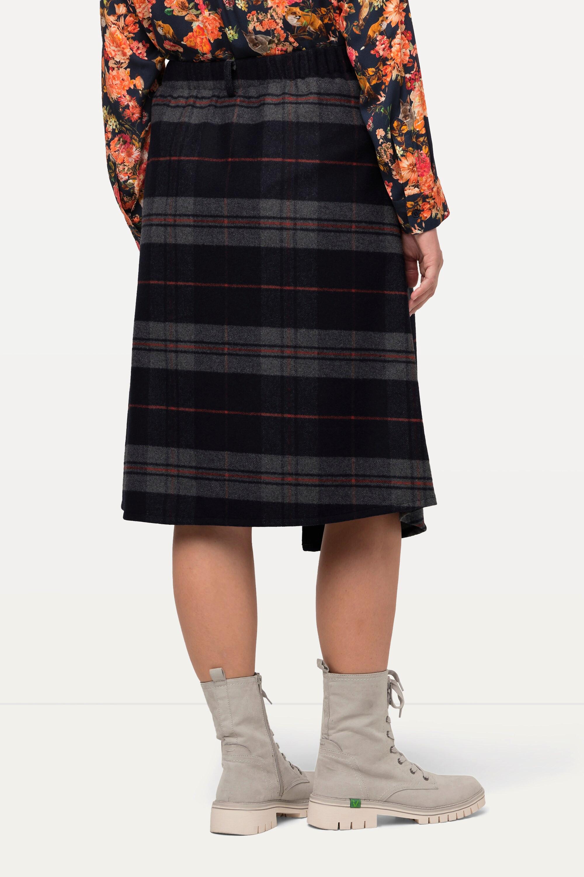 Ulla Popken Kiltrock Karo A-Linie Wickeloptik Komfortbund  