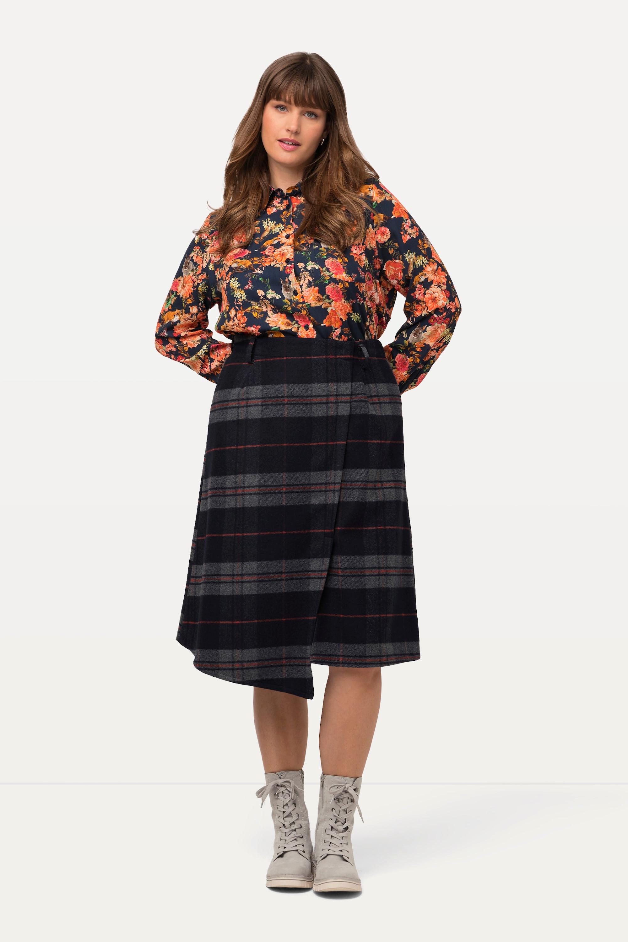 Ulla Popken Kiltrock Karo A-Linie Wickeloptik Komfortbund  