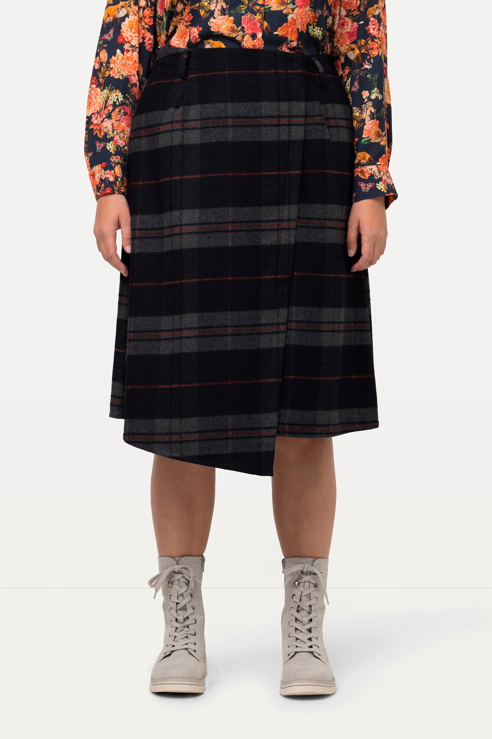 Ulla Popken Kiltrock Karo A-Linie Wickeloptik Komfortbund  