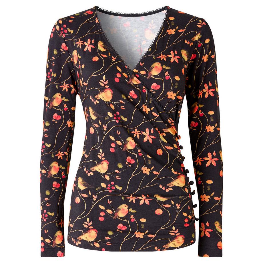 Joe Browns Top Incrociato Jersey Stampa Pettirosso  