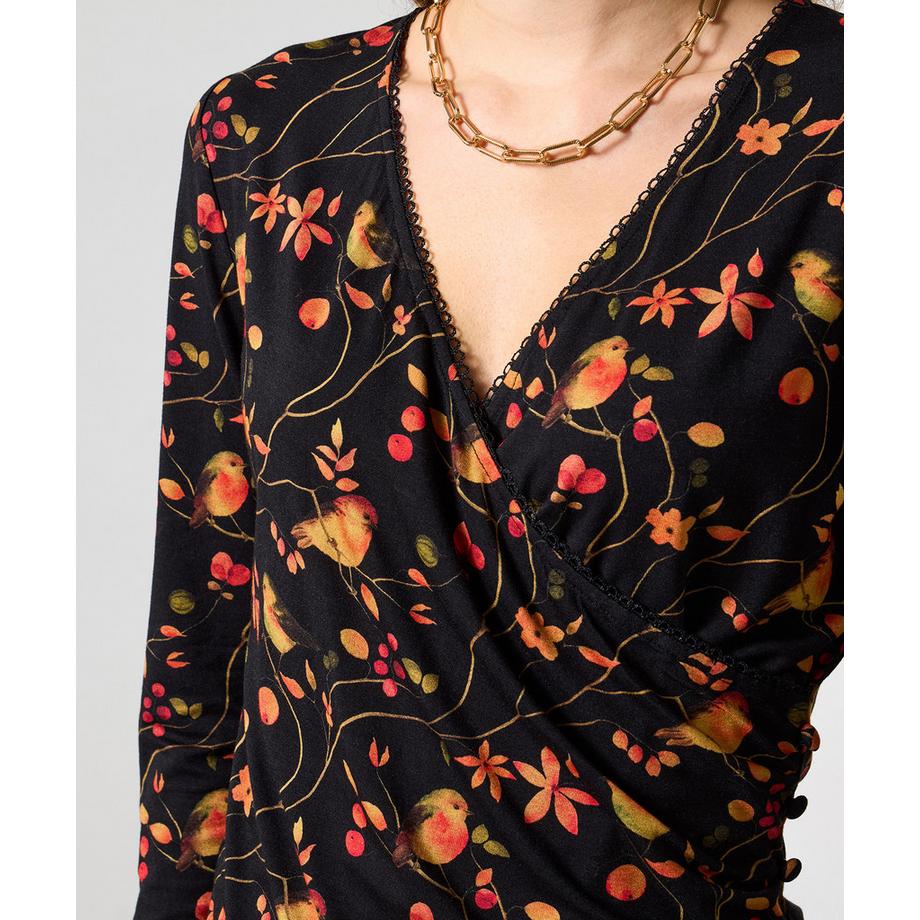 Joe Browns Top Incrociato Jersey Stampa Pettirosso  