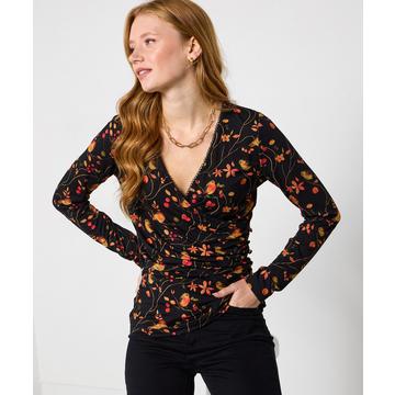 Top cache-cœur en jersey imprimé rouge-gorge