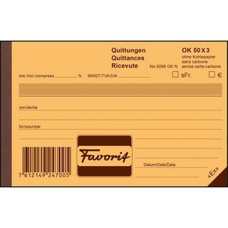 Favorit FAVORIT Quittungen D/F/I A6 9298 OK N blau/blau/weiss 50x3 Blatt  