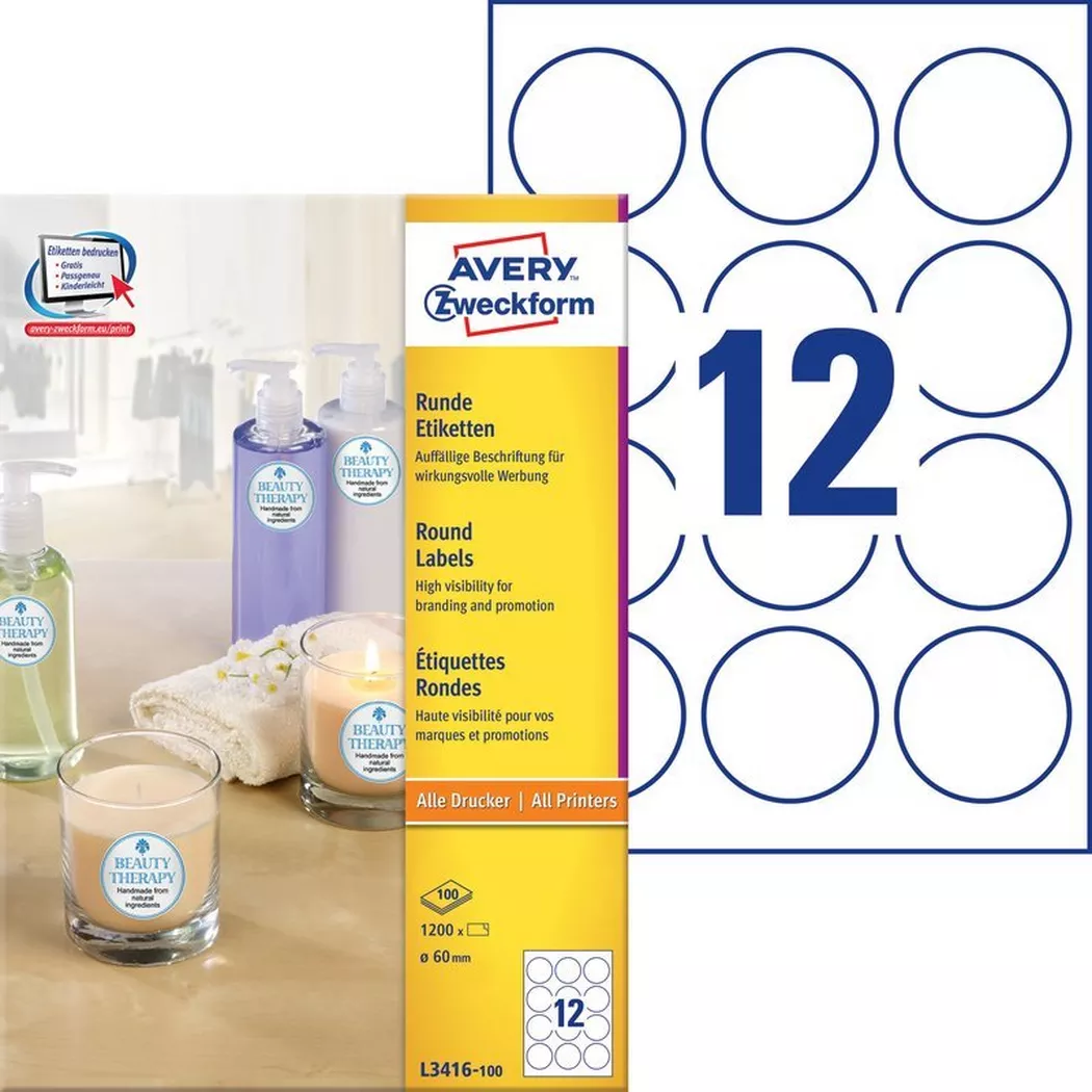 Avery-Zweckform – AVERY ZWECKFORM Etiketten A4/60mm, 1200 Stück, One Size, Weiss