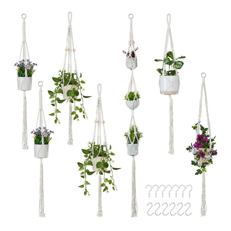 Lot de 7 suspensions pour plantes en macramé