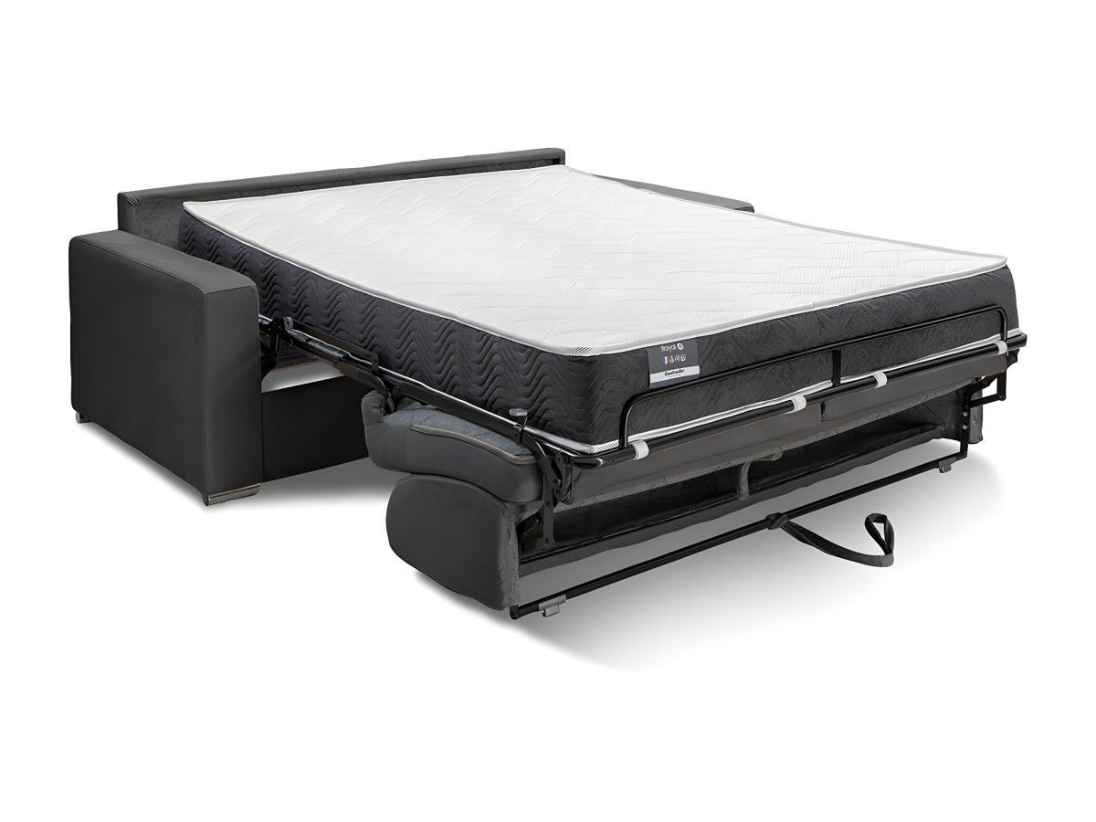 LINEA SOFA Schlafsofa mit Matratze 4-Sitzer Stoff - Grau - Liegefläche: 160 cm - Matratzenhöhe: 22 cm mit Memory Schaum - CALITO  