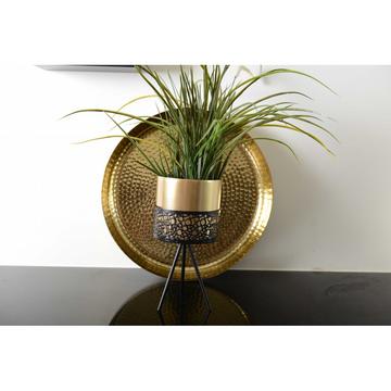 Metallpflanzenständer mit goldener vase h.34cm